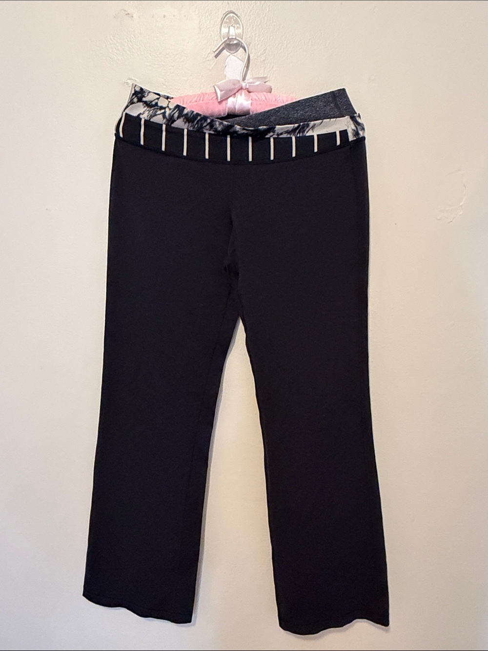 lululemon athletica Black Leggings with Patterned Fold-Over Waistband